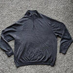 Gray Turnbury Mens XXL Quarter Zip 100% Extra Fine Merino Wool Pullover